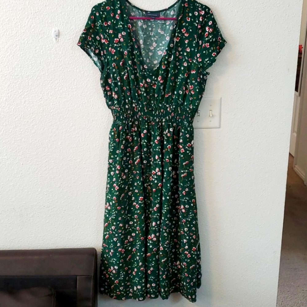 Green Floral Dress Large